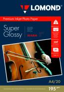 ���������� Lomond Super - Glossy Warm ( ������ �4 , ��������� 195 �/�2 ������������� �����-��������� �����-����� ) 20 ������