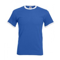 �������� ������� Fruit of the loom Ringer Tee Bright Blue Body White Trim ( ����-����� ����, ����� ������ , ������ L , 100 % ������, ��������� 165 �/�2 )