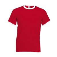 �������� ������� Fruit of the loom Ringer Tee Red Body White Trim ( ������� ����, ����� ������ , ������ L , 100 % ������, ��������� 165 �/�2 )