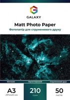 Односторонняя матовая фотобумага Galaxy для струйной печати, А3, 210 г/м2, 50 листов