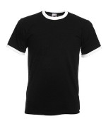 �������� ������� Fruit of the loom Ringer Tee Black Body White Trim ( ������ ����, ����� ������ , ������ L, 100 % ������, ��������� 165 �/�2 )  