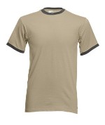 �������� ������� Fruit of the loom Ringer Tee Khaki Body Lt Graphite ( ���� ����, ����� ������ , ������ L , 100 % ������, ��������� 165 �/�2 )  