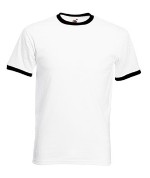 �������� ������� Fruit of the loom Ringer Tee White Body Black Trim ( ����� ����, ������ ������ , ������ L , 100 % ������, ��������� 160 �/�2 )  