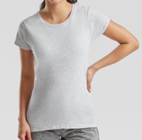 Футболка женская Fruit of the loom LADY-FIT Valueweight T heather gray ( серая, размер L , 100 % хлопок, плотность 165 г/м2 )